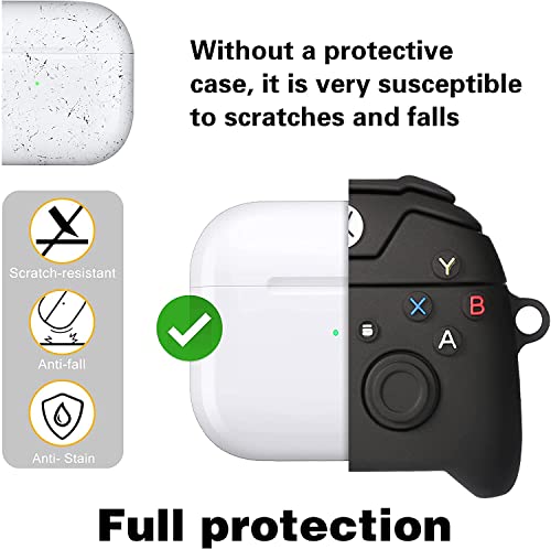 Image of Emoh Roced Case for AirPodS 4 (2024) with Keychain (ANC), Cute Cartoon Shockproof Protective Cover Compatible with Apple AirPods 4th Generation 2024 for Women and Boys (Gaming Console Black)