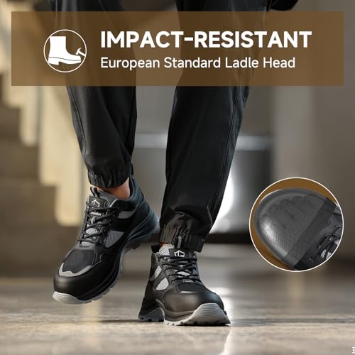 Image of Steel Toe Boots for Men Indestructible High Top Work Shoes for Men Comfortable Safety Shoes Puncture Proof Hiking Construction Shoes Botas de Trabajo para Hombre