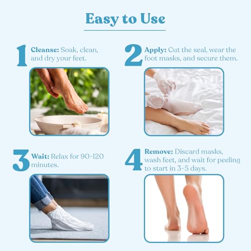 Image of Wipness 100% Natural Foot Peeling & Exfoliating Foot Mask for Baby Soft Feet | Removes Dead Skin & Calluses | Hydrates & Smooths Cracked Heels | Pack of 1 (2 Masks)