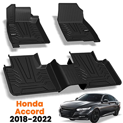 Auxko Floor Mats Liners TPE All-Weather Guard Compatible for 2018-2022 Honda Accord, Heavy Duty 1st & 2nd Row Full Set Liners