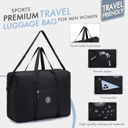 BAGZY Handgepäck Tasche 55x40x20 Faltbar für TUI Airways Lufthansa Ryanair, 45L Groß Reisetasche Flugzeug Leicht Wasserdicht Sporttasche Gym Duffle Bag für Weekender Krankenhaustasche Herren & Damen