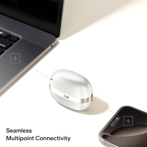Image of boAt Airdopes Plus 224, Powerful Spatial Audio, 60H Playback, Quad Mics AI-ENx, 13 mm Drivers, Hearables App, Multipoint Connectivity, Google Fast Pair, Bluetooth v6.0 TWS Earbuds (Off White)