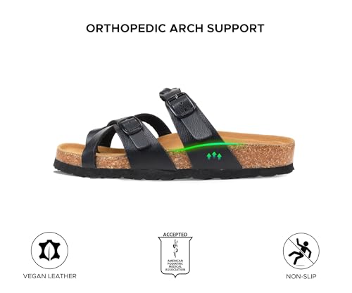 Image of AEROTHOTIC Recovery Slides for Women Cork Footbed Adjustable Straps Sandals