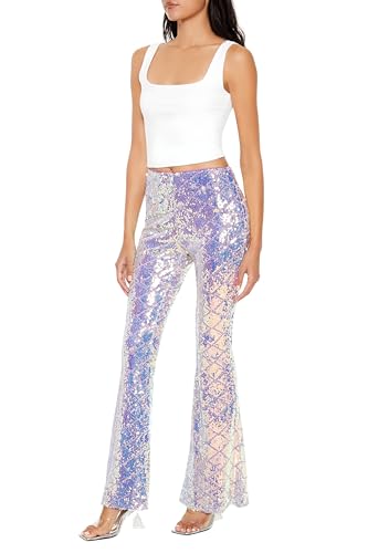 Forever 21 Women's Iridescent Sequin High-Rise Pants3