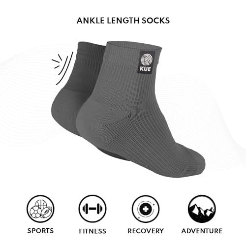 Image of KUE Compression Ankle Socks for Men & Women | Sports & Running Socks with Arch Support, Pain Relief & Improved Blood Circulation | Daily Use, Moisture Wicking, Nylon Fabric
