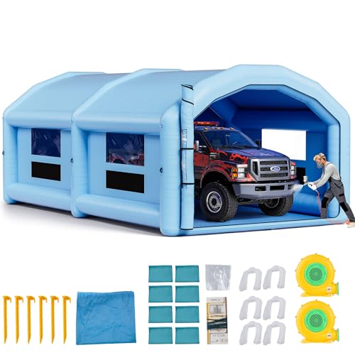 VEVOR Cabina de Pintura Inflable 10 x 6 x 4 m, con 2 Sopladores y Sistema de Filtro de Aire, Tienda de Pintura de Techo Redondo, para Pintar Bicicletas, Motocicletas, Chapa Metálica Automotriz