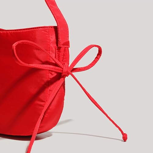 Bow Purse Cute Shoulder Bag Underarm Bag with Adjustable Double Bowknots Stylish Handbag Trendy Gift for Women2