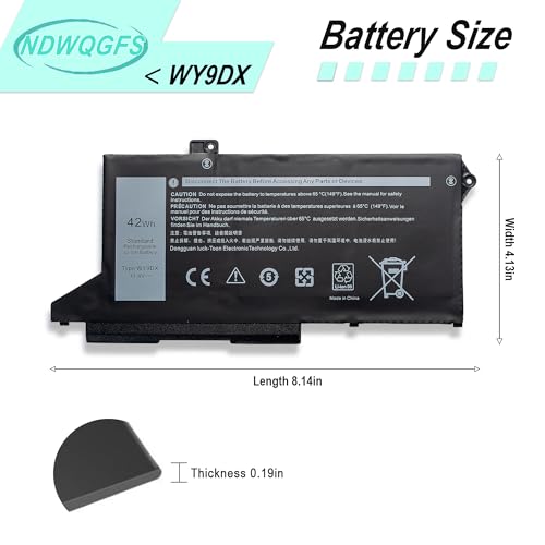 Image of WY9DX 42Wh Laptop Battery for Dell Latitude 5420 5520 Precision 15 3560 P137G P104F Series RJ40G 01K2CF 075X16 0WK3F1 0M3KCN 005R42 11.4V 42Wh