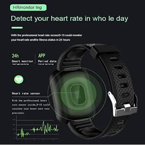 Image of Smart Watch for Kids Boys Girls 09-12 Years Old - ID116 Plus Men Man Women Bluetooth Fitness Band Watch with Heart Rate Activity Tracker Waterproof, Calorie Counter, Blood Pressure, OLED - Black