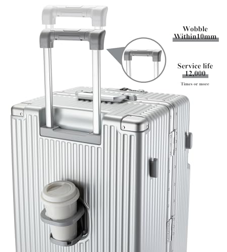 Image of feilario Super Large Aluminum Frame Zipperless Checked Luggage Front Pocket | Front compartment, PC shell and cup /phone holder keep 126L packing reachable for long trips, family travel and dorm moves