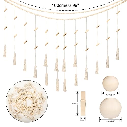 Anwyll AYUSJ1034 Photo Banner With Clips,Wall Hanging Photo Display With Wood Beads,Collage Picture Frames,Boho Macrame Wall Hanging Decor thumb #1