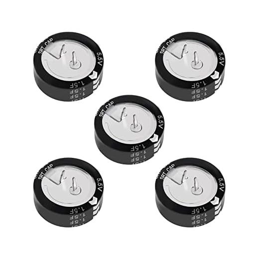 5 condensadores de 5,5 V, 1,5 F, condensador, botón de tipo C, alta energía, baja resistencia para juguetes electrónicos, gran público