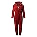 Women Plush Hooded Jumpsuit Pajamas Casual Winter Warm Sleepwear Romper Cute Outfits Plus Size Onesie Hoodie Sweater Red