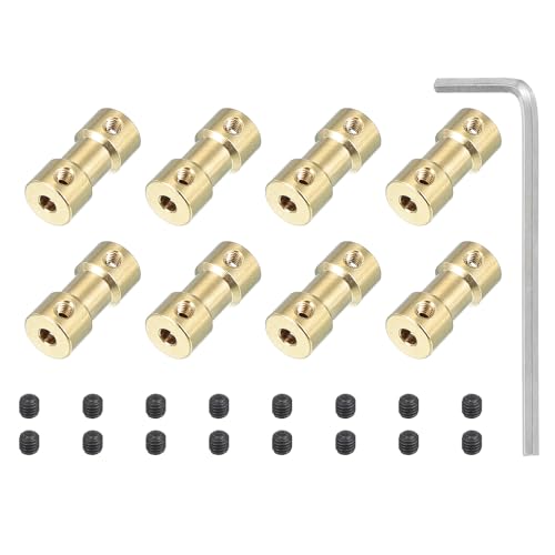 PATIKIL Messing Wellenkupplung 3mm bis 3mm, 8 Stück Kardangelenk Gelenkwelle Universalgelenk mit Schrauben Kugelgelenk Motorverbinder für Anhänger RC Aubisreifenwelle Auto Mobisr