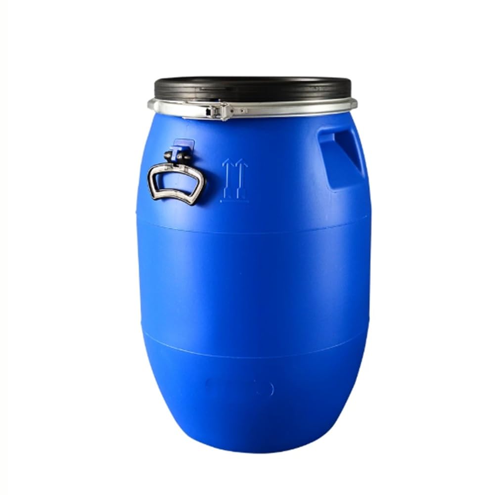 30L Heavy-Duty HDPE Open-Top Plastic Bucket With Stainless Steel Locking Clamp, Wide-Mouth Leak-Proof Fermentation & Storage Container, For Household Liquid Storage And Transport(Blue-A)