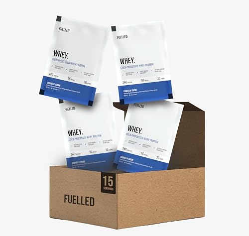 Image of Fuelled Whey Protein Powder Concentrate & Isolate with 24 g Protein, 5 g BCAA (35 g x 15 Single Serve Sachets) Lab Tested (Chocolate Cookie Crunch)