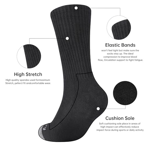 Monxiery Mens 100% Cotton Moisture Wicking Cushioned Crew Socks, Athletic Performance Work Socks thumb #3