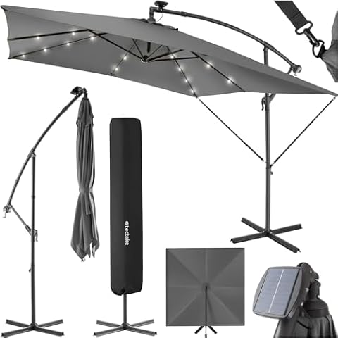 TecTake Garden Parasol with Solar Lights Cover