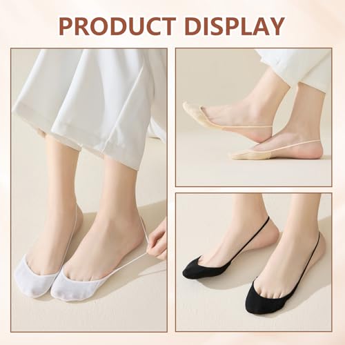 8 Pairs Socks for High Heels, Ultra Low No Show Non Slip Slingback Toe Socks4