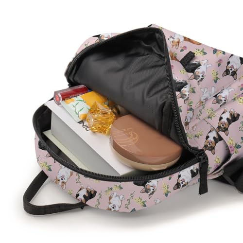 Image of Deanfun Mini Backpack for Women - Cute Dogs Print Small Backpack Purse with Ample Storage and Double Zippers Waterproof Shoulder Straps 3D Graphic Corgi MNSB-425