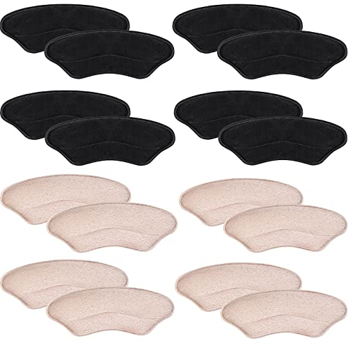 8 Pairs Heel Inserts for Women Men Heel Grips Liner Cushions Non-Slip Heel Inserts 4D Shoe Filler Heel Pads for Too Big Shoes, Protecting Foot from Rubbing, Loose Shoes, Black and Beige 8 Pairs Heel Inserts for Women Men Heel Grips Liner Cushions Non-Slip Heel Inserts 4D Shoe Filler Heel Pads for Too Big Shoes, Protecting Foot from Rubbing, Loose Shoes, Black and Beige