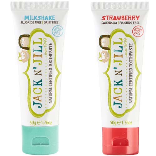 Jack N' Jill Kids Natural Kids Toothpaste With Xylitol: Strawberry & Milkshake - Gluten Free, Vegan, Fluoride-Free, Sls-Free, Dairy-Free- 1.76 Oz (Pack Of 2) #TOP13