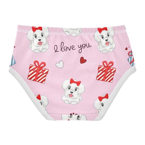 Cute Dogs Red Gifts Pink Panties for Girl Toddler Underwear Floral Cotton Fun Briefs Undies Kids 2t2
