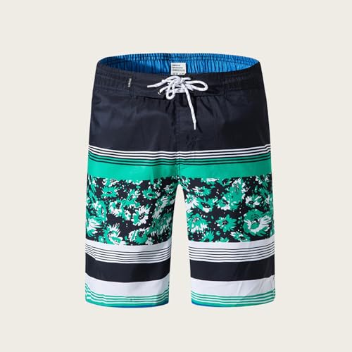 Men's Swim Trunks Hawaiian Striped Print Beach Shorts Summer Lightweight Quick Dry Bathing Pants with Drawstring2
