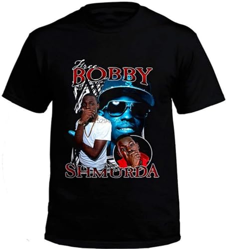 Free Bobby Shmurda Rap Black T-Shirt Men's Fashion Crew Neck Short Sleeves Cotton Tops Clothing Black M