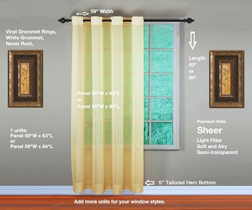 Image of Today's Curtain, Emelia Grommet Sheer Panel 84 inch Gold, 59 inch W x 84 inch L