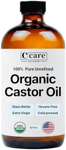 Castor Oil 100% Pure Organic Cold Pressed Unrefined Glass Bottle ...