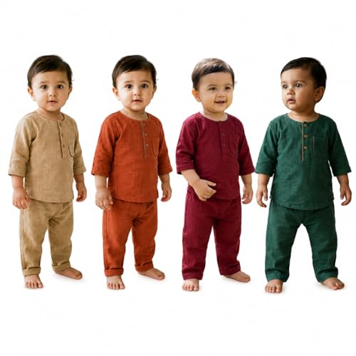 Image of Baby Boys Night Suit 3 /4 Sleeves Co-Ord Nightwear Set - Pure Cotton- Soft, Comfy & Perfect for Sleep Time