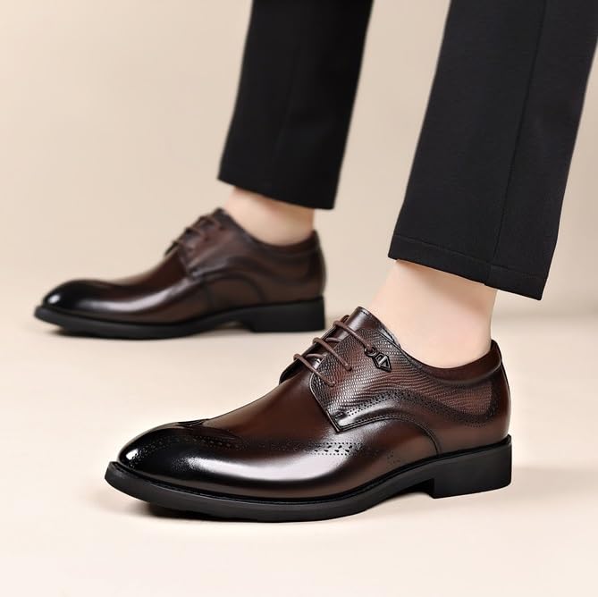 Men's Vintage Leather Lace Up Platform Oxfords Shoes Mens Classic Formal Dress Shoes Casual Derby Shoe for Men2