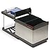Cubo de basura inoxidable extraíble para fregadero, cocina, 2 cubos de 16 L, recogida diferenciada, automática, corredera -503-