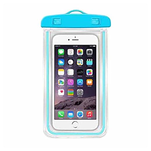 Nunubee 10.5 * 19CM Luminous Waterproof Bag Watertight Sealed System Pouch Touch Responsive Universal for All Cellphones Blue