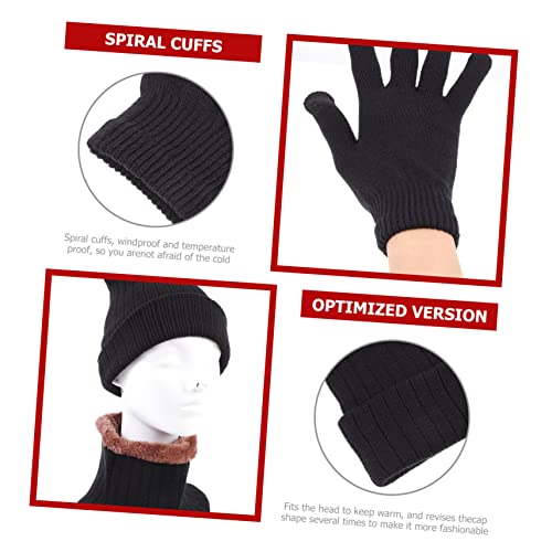 1Set Knitted Cap Scarf Glove Thicken Warm Hat Fashionable Outdoor Gear for Hiking Riding for Friends and Loved Ones2