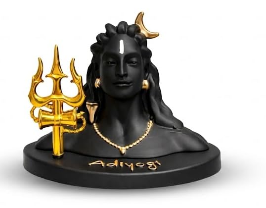 Image of Adiyogi Shiva Statue for Car Dashboard & Home Decor | Lord Shiva Idol with Trishul & Damru | Matte Finish Resin Showpiece for Office Desk, Pooja Room & Spiritual Gift