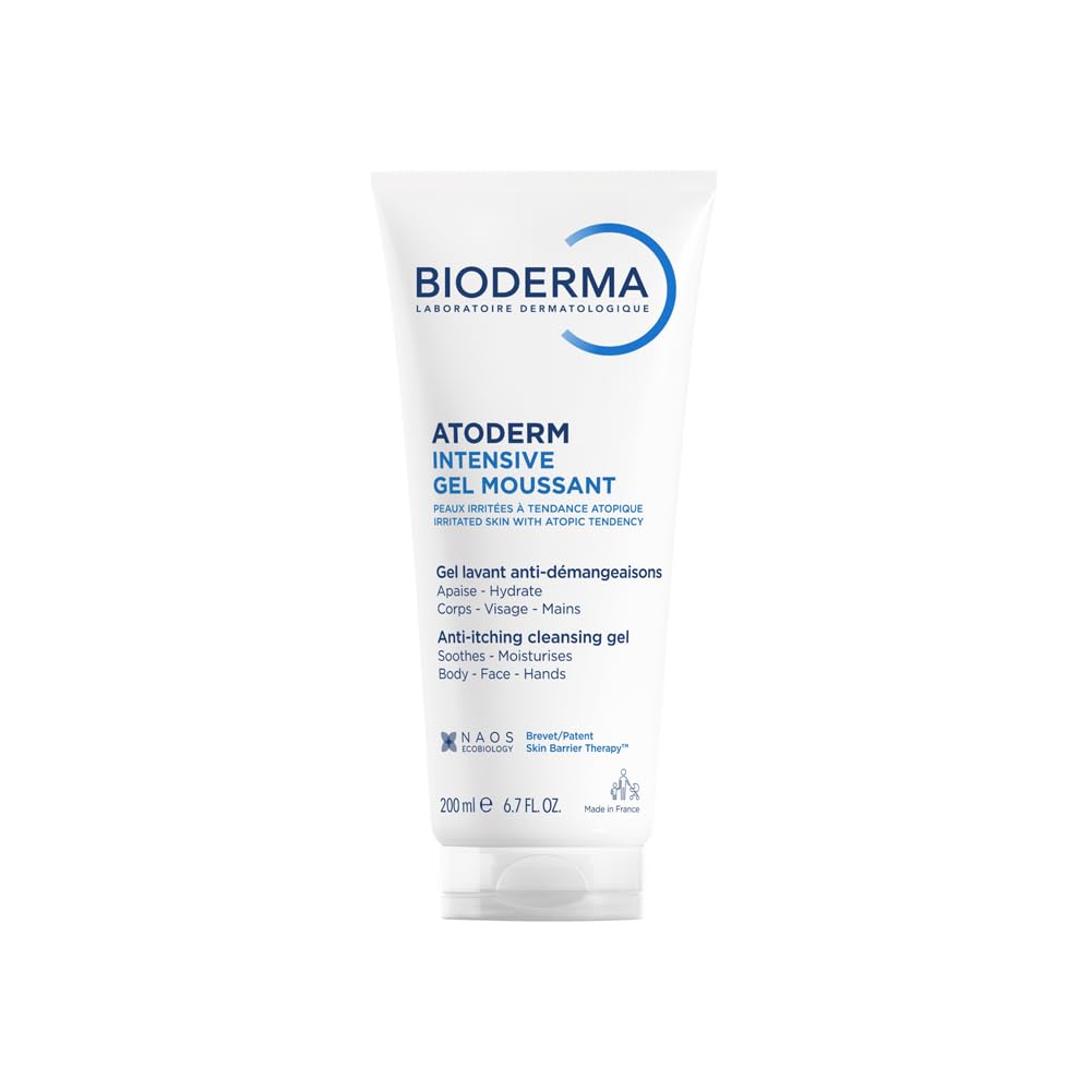 Atoderm Intensive Foaming Gel - Ultra Soothing Face & Body Wash Hydrates & Protects Irritated & Eczema Prone Skin - Soap-free, 200ml