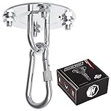 MADGON Premium Deckenhaken Edelstahl 400kg Traglast für Boxsack, Hängematte, Hängesessel, Schaukel oder Schlingentrainer. Deckenhalterung Set mit Dübel, Schrauben & Karabiner für Holz & Beton Decke!