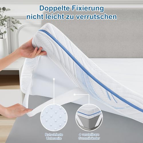 BedStory Topper 180x200cm H3 H4 aus 10cm Hoch Gel kaltschaum, Hart Matratzentopper für Bett Boxspringbett Schlafsofa Wohnwagen, Öko-TEX® Zertifiziert Matratzen Topper mit Waschbarer Bezug