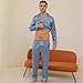 ShuiGod men's button satin pajamas set-ideal for leisure, sleeping or fashion travel-Blue leopard print-XXL