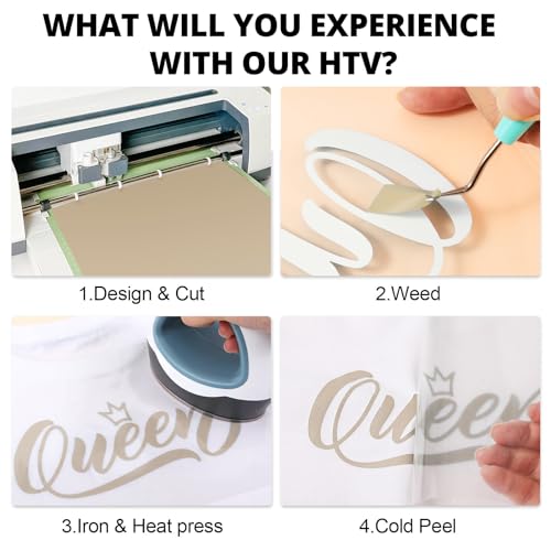 Image of HTVRONT HTV Roll Heat Transfer Vinyl - 12 inch x 8ft Brown HTV Vinyl for Shirts, Iron on Vinyl Compatible with Cricut Cutting Machine - Easy to Cut & Weed for Heat Transfer Design (Camel Brown)