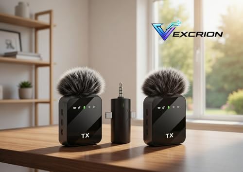 Image of Wireless Lavalier Microphone with Noise Reduction, Dual Clip Mic with Furry Windshield, Type-C & 3.5mm Receiver, Portable Wireless Mic for YouTube, Vlogging, Interviews (Microphone 1)