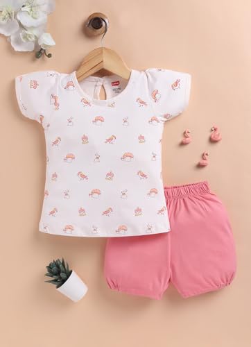 Image of LuvLap Baby Girls Regular Fit 100% Cotton Half Sleeves Girls Top CoSet Pack of 3