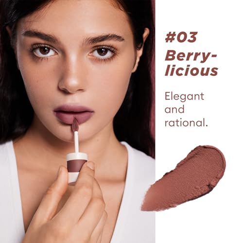 Image of ITY Velvet Matte Finish Lip Stain-Mousse Textured Lip Clay, Nude Shade, Conceals Lip Lines, Rich Pigment Lip Tint Lipsticks, 0.14 oz (4g) in Berrylicious