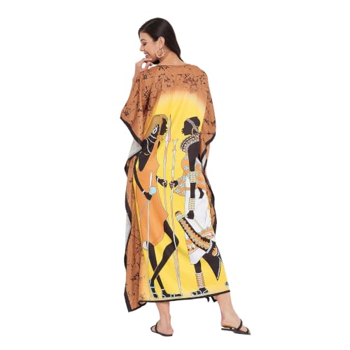 Image of Oussum Women Plus Size Kaftan Kimono Loose Maxi summer dresses for women Beach 3 /4 Sleeve Casual lounge dress Boho
