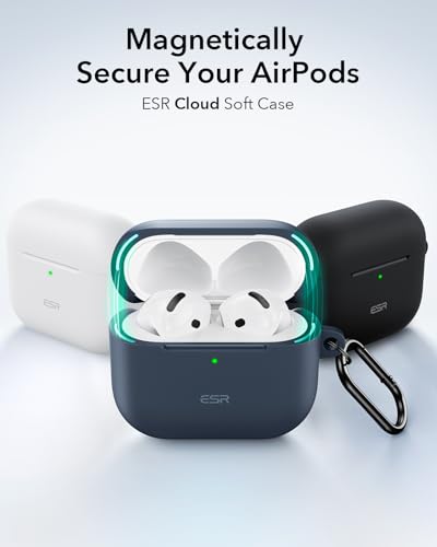 Image of ESR for AirPods 4 Case, Compatible with AirPods 4th Generation Case (2024) (USB-C), Magnetic Lid Lock, Full Drop Protection Cover, Cloud Soft Case, White