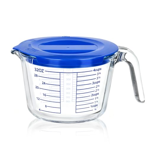 Jarra medidora de vidrio 4 tazas con tapa miniatura 1