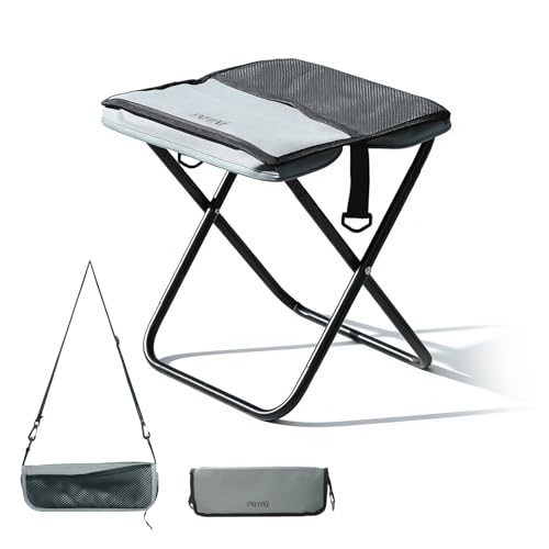 2-in-1 Folding Stool Crossbody Bag Chair Steel Oxford Seat Gray