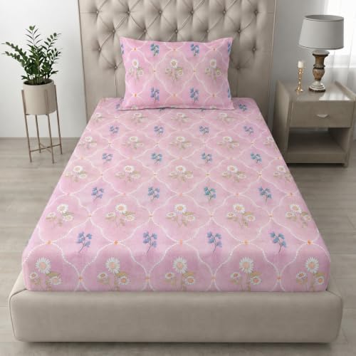 Image of Amazon Brand - Umi Premium Cotton Single Bedsheet 60X90 Inches | Beautiful Elegant Design | 160 TC Breathable Fabric | with Pillow Cover